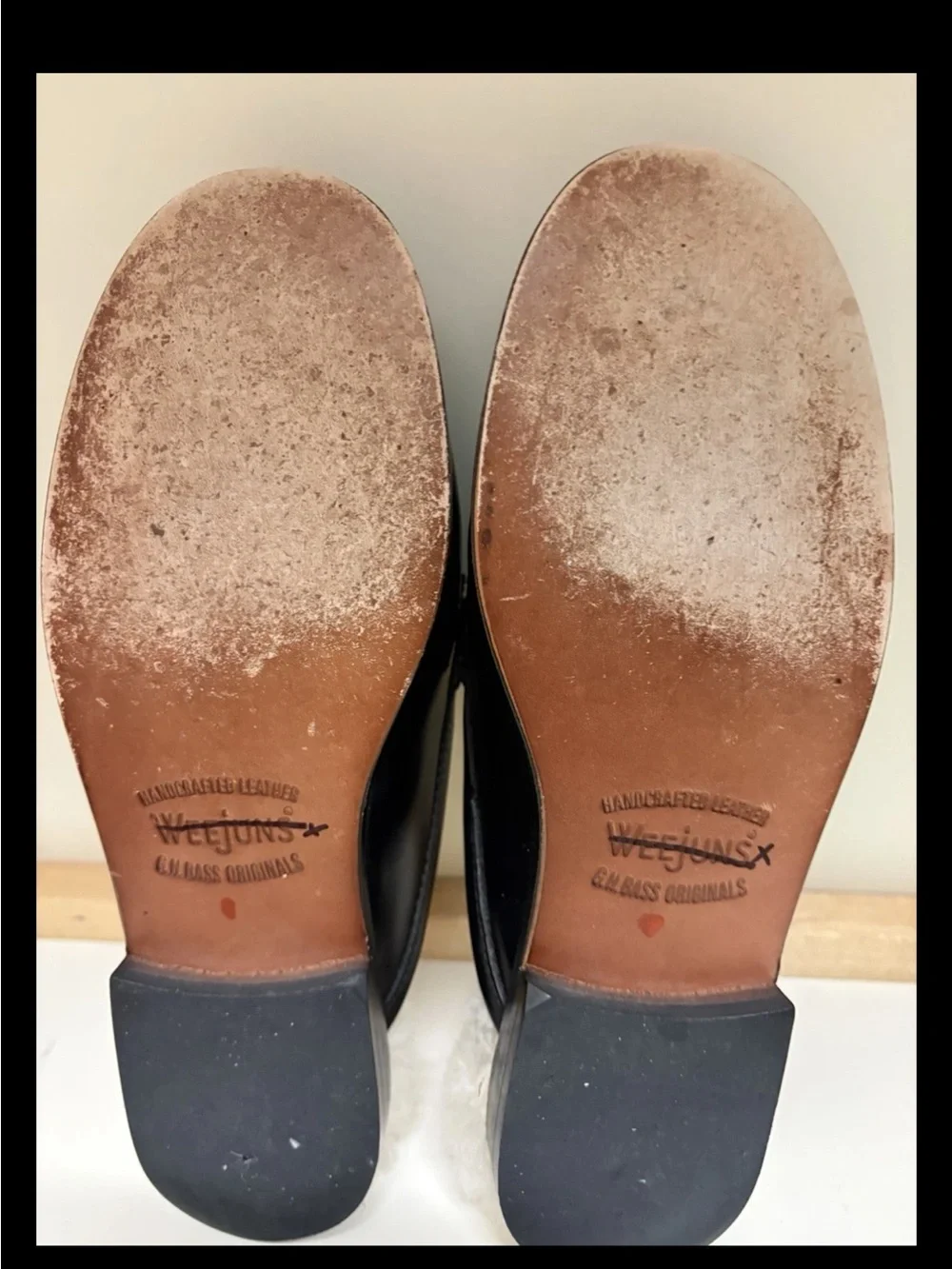 GH Bass Weejuns Wynn Black Leather Shearling-Lined Slip-On Loafers 6.5